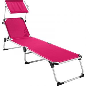 Image de TecTake Transat AURELIE - chaise longue de jardin, bain de soleil, transat de plage - rose vif