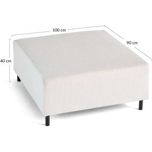 Edinburg - pouf modulable - en velours c&ocirc;tel&eacute; - Beige