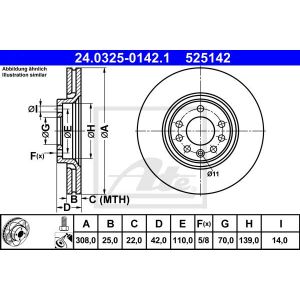 ATE Jeu de 2 disques de frein 24.0325-0142.1