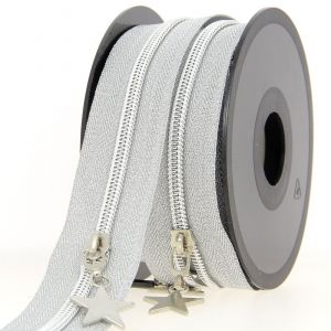 Fermeture &agrave; glissi&egrave;re Spirale N&deg;4 avec curseur Etoile - Milward(...) - Argent