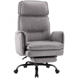 IWMH Chaise de bureau, fauteuil de bureau en Tissu avec appui-tête et repose-pieds, siege ergonomique avec accoudoirs, canapé réglable en hauteur