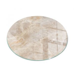 Base d&eacute;corative Plaque ronde en verre tremp&eacute; de sol avec impression moderne sous chemin&eacute;e Motif pierre naturelle Ronde fi 80