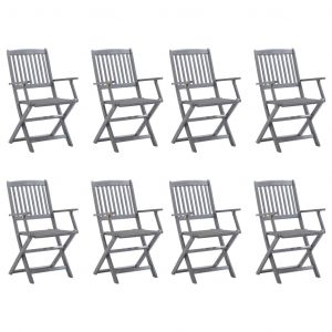 VidaXL Chaises pliables d'ext?rieur 8 pcs avec coussins Bois d'acacia