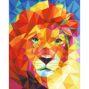 Peinture au num&eacute;ro : Grand Lion color&eacute; - sans ch&acirc;ssis en bois