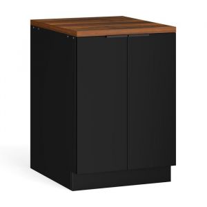 Blumfeldt Meuble Cuisine Rangement - Étagère Moderne avec Plan de Travail mdf 30 mm, Pieds Réglables abs, Surface Mélaminée Facile d'Entretien, Noir-Noyer