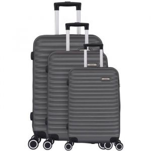 TROLLEY ADC - Set de 3 Valises 55cm-65cm-75cm - ABS - 4 roulettes Doubles - Cadenas Intégré - Classiq (Gris)