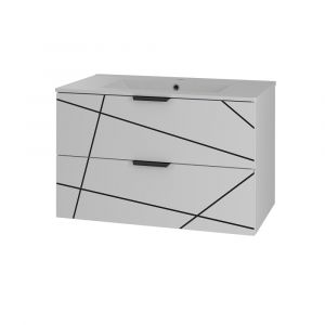 Meuble simple vasque encastrée 80cm Teren Blanc