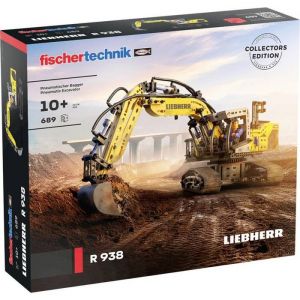 Fischertechnik 576450 Liebherr R938 Pelle Pneumatique – kit de Construction réaliste pour Enfants dès 10 Ans et Adultes, 689 pièces, Jaune