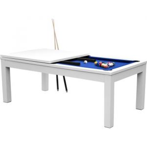 Rendez Vous Déco Table de Billard Eddie convertible blanche tapis bleu - Bleu