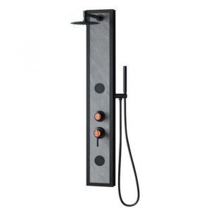 K2O Colonne de Douche Hydromassante Lusso Zen 20x7x127 cm en Imitation Pierre avec Robinet, 2 Jets, Douchette et Effet Pluie