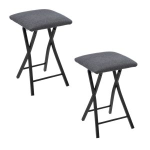 Lot De 2 Tabourets D'appoint Pliables Confort - Gris
