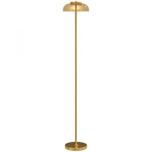 Homcom Lampadaire sur pied de salon - lumière chaude 3000 K et abat-jour en verre - métal - Ø25x134cm - ton laiton