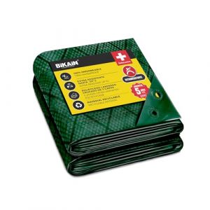 BIKAIN Bâche imperméable pour l'extérieur - 4x6m - 90 g/m2 - Trous soudés renforcés - Polyéthylène laminé croisé 3 Couches - Vert - Protection Totale - Extra Forte