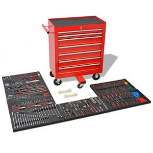 Image de VidaXL Chariot à outils pour atelier avec 1 125 outils Acier Rouge