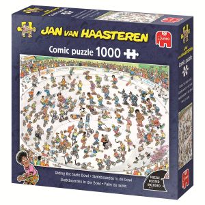 Jumbo Jan van Haasteren - JVH - Faire du Skate - Riding The Skate Bowl - Puzzle Adulte - Humoristique - Carton 100% recyclé - 1000 pièces - Dimensions : 68 x 49 cm