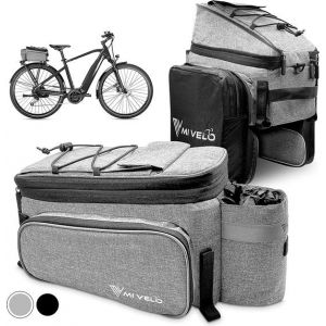 MIVELO - Sacoche de transport - sac à bagages vélo - extensible jusqu'à 20 l - résistant à l'eau - 20 l gris