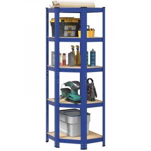 VidaXL Tagère d'angle à 5 niveaux Bleu Acier et bois d'ingénierie