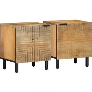 VidaXL Tables de chevet 2 pcs 40x33x46 cm bois de manguier solide