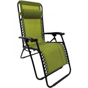 Terre Jardin - Fauteuil transat relax pliable multiposition + appui‑t&ecirc;te r&eacute;glable - Anis
