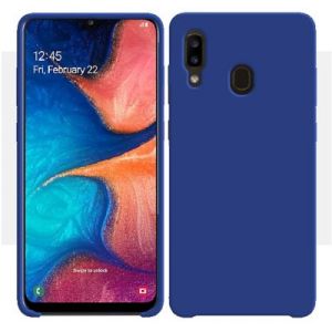 Ibroz Coque Samsung A20e Liquid Silicone bleu marine