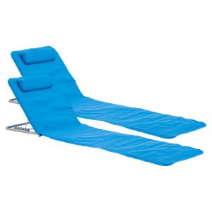 En Casa Lot de 2 tapis de plage Cellorigo avec dossier inclinable 160 x 49 cm bleu [en casa]