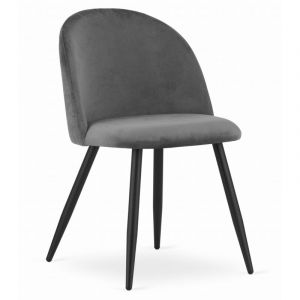 Chaise BELLO - velours gris fonc&eacute; / pieds noirs x 1