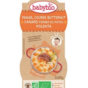 Image de BabyBio Panais, Courge Butternut Canard Polenta 2 x 200 g - dès 12 mois