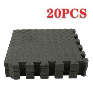 Tapis Protection De Sol Emboîtables Antidérapant Imperméable, Tapis De Sol Pour Fitness Jeux, Lot De 20, Noir, 30 X 30cm.