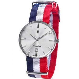 Lip Dauphine 38 Montre Unisexe Acier Bracelet Nylon Bleu Blanc Rouge 671439