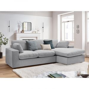 Bobochic Canapé d'angle fixe Canapé d'angle fixe compact réversible belair Gris clair - Gris clair
