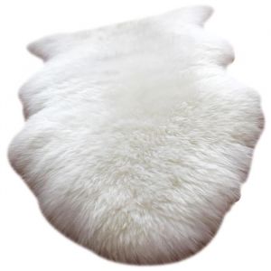 WOLTU Tapis en Peau de Mouton Tapis pour chambre, salon de lit, Tapis de Laine Toison Moquette, Tapis de canap&eacute; 100-110cm, Blanc
