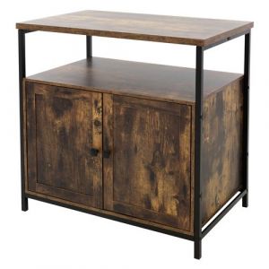 ML-Design Buffet, 80x80,5x50,5 cm, en MDF, Marron Vintage, Structure Métallique Noir Mat,