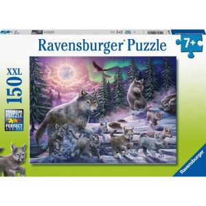 Image de Ravensburger Puzzle XXL 150 Pieces Famille De Loup Se Promene Dans La Foret Au Clair De Lune - Enfant Paysage Neige - Animaux Sa