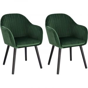 Lot de 2 Chaises de Salle à Manger ise en Velours Chaise pour Cuisine/Salo afé Vert Foncé Woltu