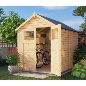 Alpholz - Cabane &agrave; outils Alisha Naturel, 14 mm &Eacute;paisseur de paroi 202 x 252 cm - Naturel