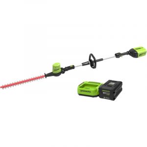 Greenworks Taille-haie sans Fil &agrave; Deux Sections 60 v, t&ecirc;te pivotante &agrave; 7 Positions, Lames d&eacute;coup&eacute;es au Laser de 50 cm, Moteur sans balais, Comprend
