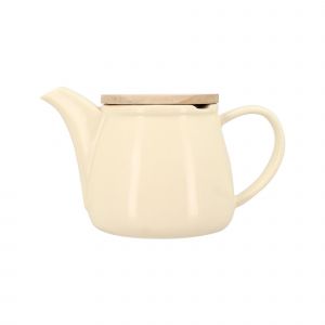 Novastyl Théière en grès crème avec couvercle en bois 500ml