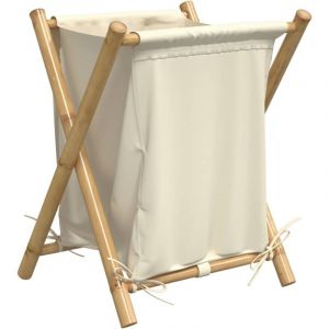 VidaXL PANIER À LINGE BLANC CRÈME 45X55X63,5 CM BAMBOU