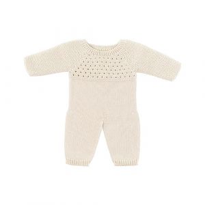 Miniland Baby Pyjama Beige en Tricot pour poupée de 40 cm. Fabriqué en Espagne avec Textile recyclé Dolls.