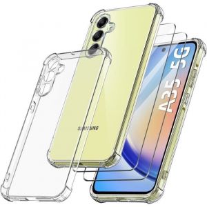 Coque Pour Samsung Galaxy A35 5g Silicone Transparente Angles Renforces + 2 Verres Trempes Little Boutik©