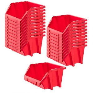 Lot de 20 bo&icirc;tes de rangement en plastique pp - Diff&eacute;rentes tailles et couleurs - Rouge - 144 x 118 mm - Kadax