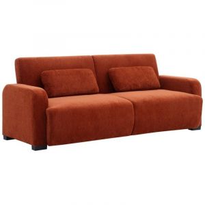 Canapé 3 places convertible clic-clac en tissu chenille terracotta LOMARIO
