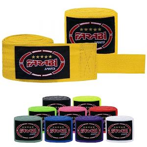Farabi Sports Bande Boxe Adulte 4 mètres de Long Bandage Boxe with Pair MMA, Muay Thai, Entraînement, Kickboxing Bandes Boxe