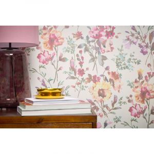 Livingwalls Pv/int bouquet fond blanc