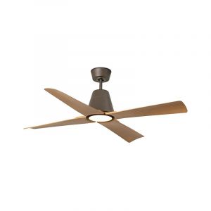 Image de Faro Barcelona - typhoon m Ventilateur en bois brun avec lumière pour l'extérieur 34106-130