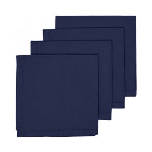Lot de 4 serviettes de table en coton, Bleu Marine - Homescapes