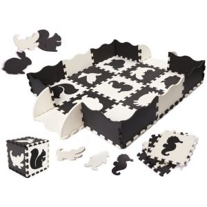 Tapis En Mousse/Parc Pour Enfants 25 Pièces - Noir/Blanc
