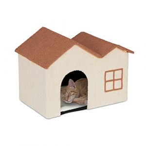Relaxdays Maison pour Chat, Refuge Pliable pour Chatons, Petits Chiens, HLP : 44,5x62,5x40,5 cm, abri d’intérieur, Beige