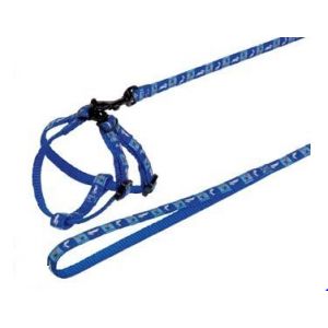 Nobby Harnais + Laisse Motif Lapin et Carotte pour Petit Animal Bleu