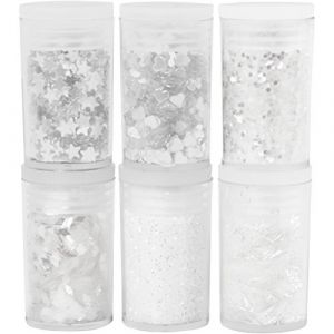 28461 Lot de 6 brillants brillants pour fille et garçon Blanc 30 g